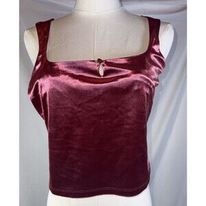 Wild Fable Women's Size Med Blouse Crop Top Sleeveless Round Neck Velvet Mauve
